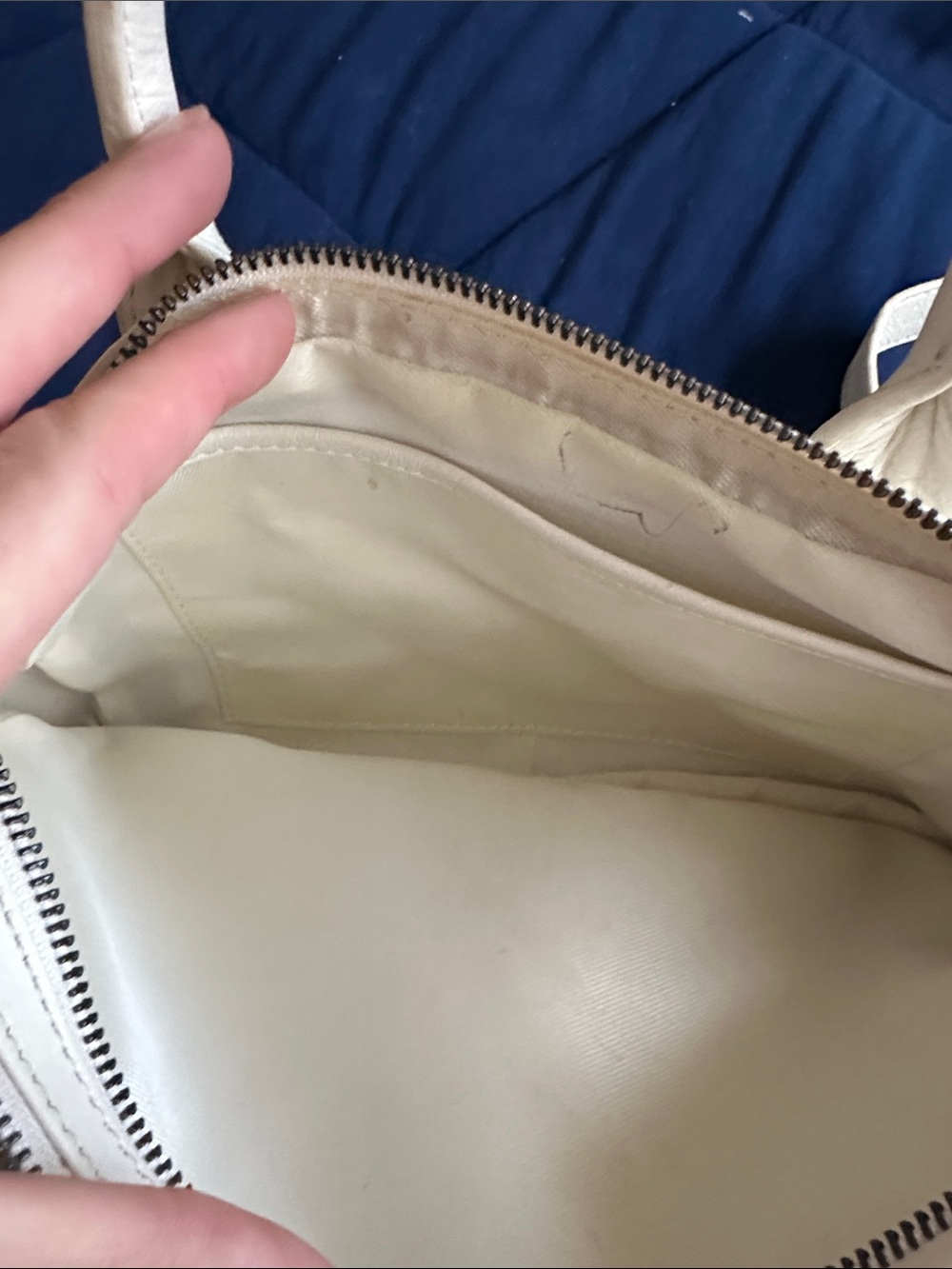 White Quilted Leather Satchel Bag - Women's Crossbody - Picture 7 of 7